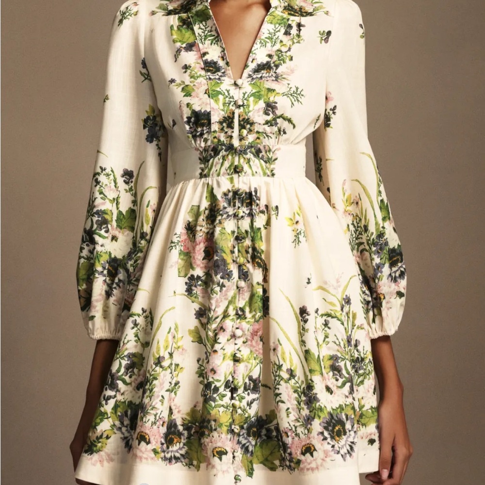 Floral Print Cream Dress